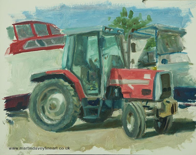 tractor at boat yard painting