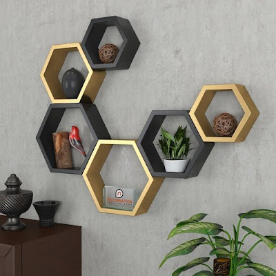 رف, تخزين,ديكور,hexagon, floating, shelves