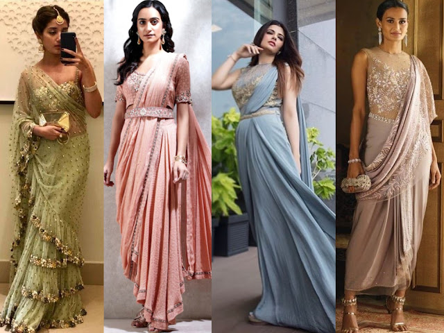 Pre-stitched saree gown