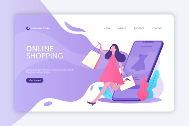 Flat Design Shopping Online Landing Page Template