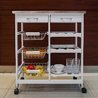 Merax White Kitchen Trolley with Drawers