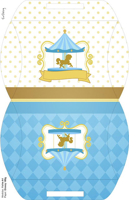 Carousel in Light Blue: Free Printable Boxes.