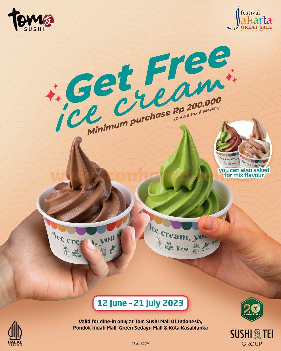 Promo TOM SUSHI JAKARTA GREAT SALE - GRATIS ES KRIM