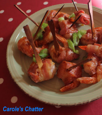 Carole's Chatter: Prawns wrapped in Bacon with chilli butter