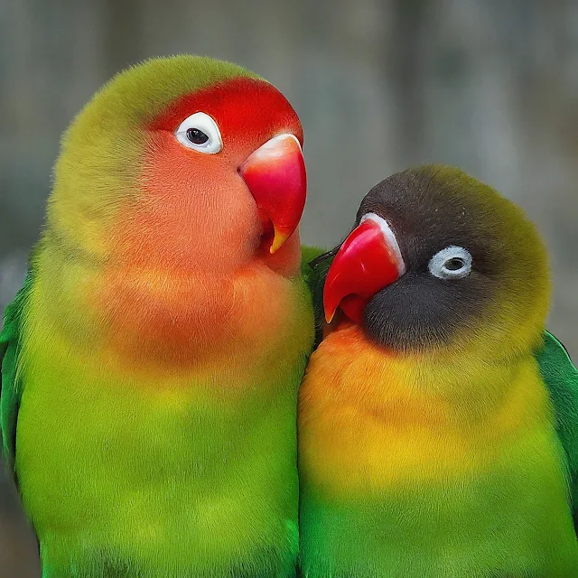 Harmonious lovebirds pair photography