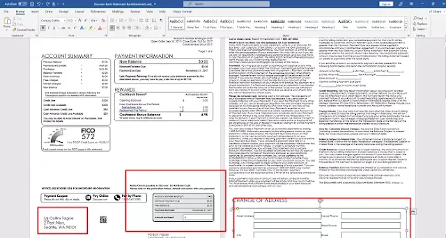 account balance, name and other essential