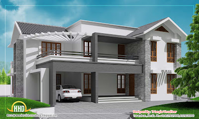 Contemporary sloping roof home design - 3010 Sq. Ft. | Enter your ...