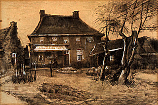 1884 Vincent Van Gogh   Le presbytère de Nuenen  Mine de plomb et estompe, plume et encre brune, réhaussée de blanc  24,3x36,6 cm  Toronto, Art Gallery of Ontario