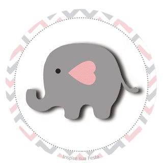 Baby Elephant in Grey and Pink Chevron Toppers or Free Printable Candy Bar Labels.