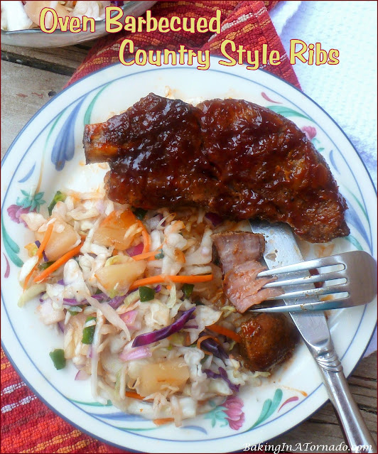 Oven Barbecued Country Style Ribs | recipe developed by Karen of www.BakingInATornado.com | #recipe #dinner