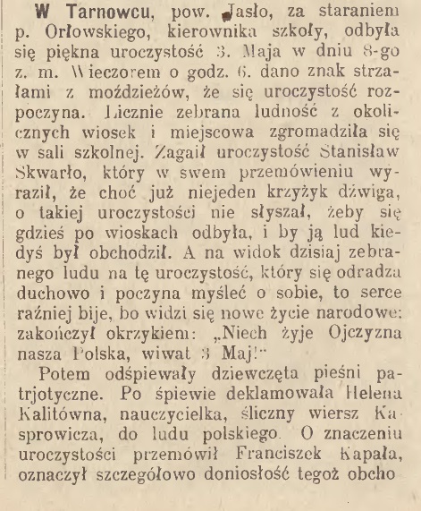 Tarnowiec obchody 3 maja 1904