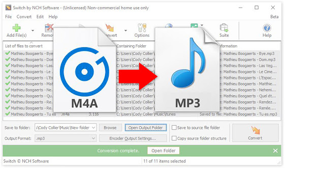 How to convert M4A to MP3 with Switch Audio File Converter Software