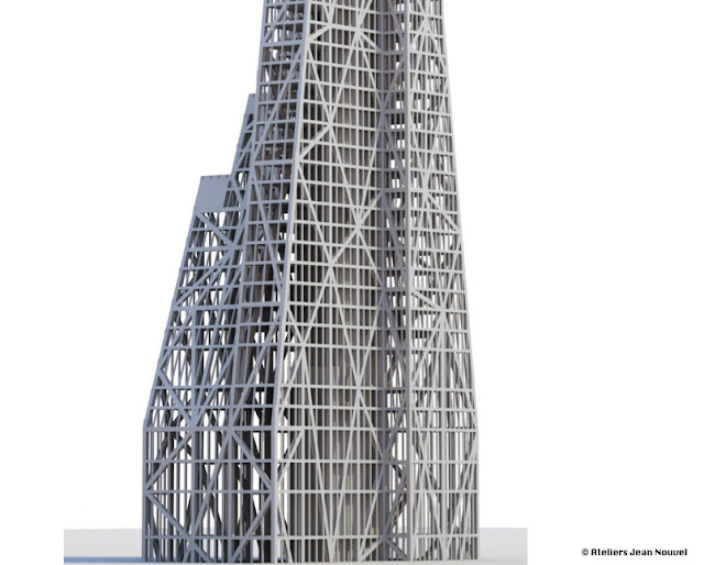 Picture of the steel skeleton on the lower part of the skyscraper