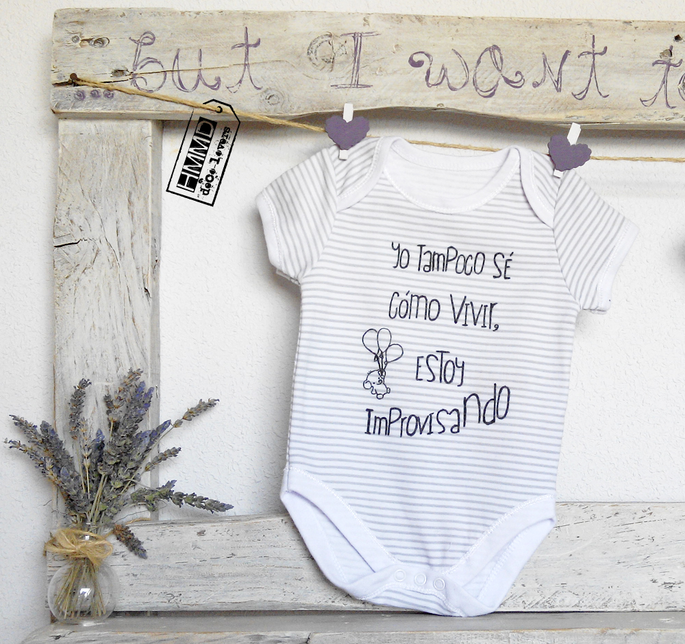 Bodys con frases para bebés HMMD Handmademaniadecor Body 3 6 meses rayas grises