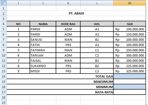 soal excel