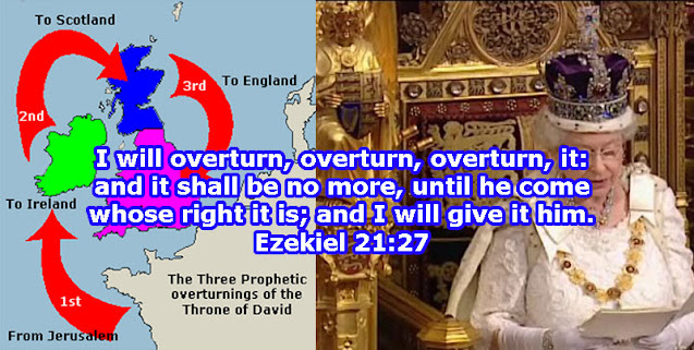 The throne of david overthrown three times to ireland scotland england, royal family, queen sits on Illuminati top prince king william v Justin roberts end of the age bible prophecy