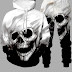 LW Men Hooded Collar Skull Print Oversized Pants Set