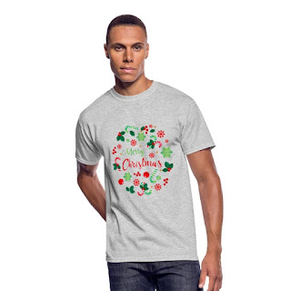 Colorful Merry Christmas Holiday Men’s 50/50 T-Shirt