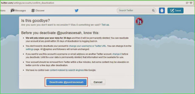Bagaimana caranya menghapus akun twitter