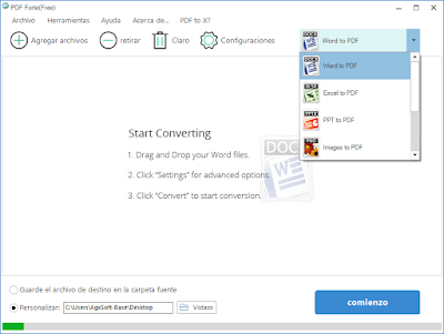 Convertir Word, Excel, PPT, imágenes, PSD, Dwg y Epub al formato PDF 