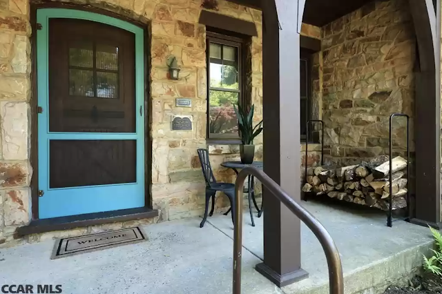 front door and front porch of Authenticated Sears Ellison model • 704 W Fairmount Avenue, State College, Pennsylvania, home of Joseph and Genevieve Fosa, built in 1933