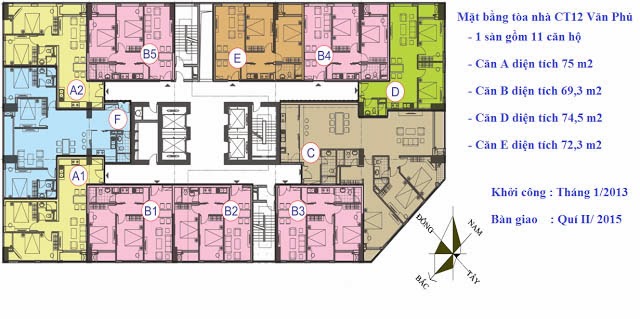 Thiết kế mặt sàn căn hộ chung cư CT12 Văn Phú