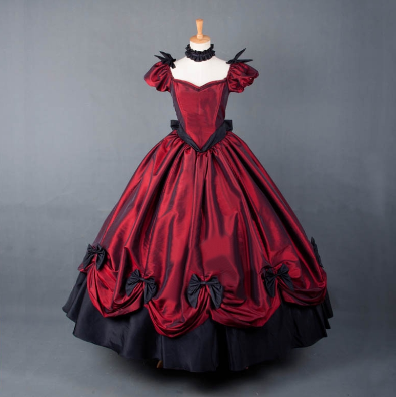 Black and Red Bow Gothic Victorian Dress