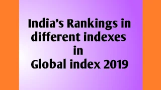 India's ranks in different indexes in 2019 Global Index