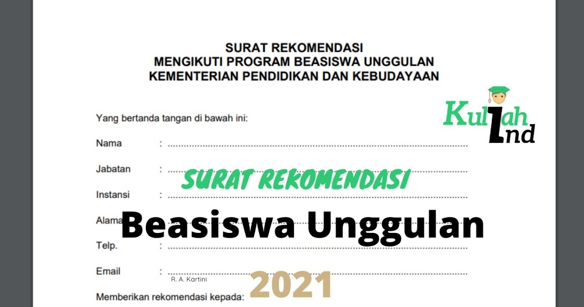 Contoh Surat Rekomendasi Beasiswa Unggulan 2021 Kuliahind