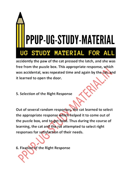 Theories of Learning - Trial and error, Classical conditioning and insight theory of learning  | ppup part 1 psychology subsidiary ug study material download pdf