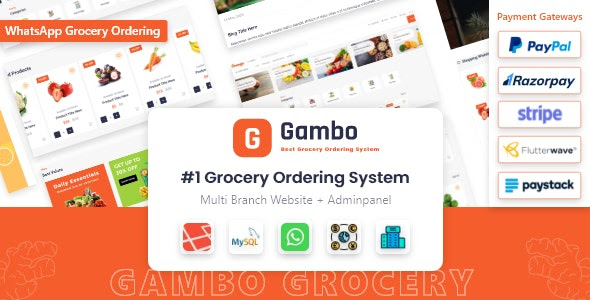 Gambo v6.0 – Online Grocery Ordering System + Whatsapp Order