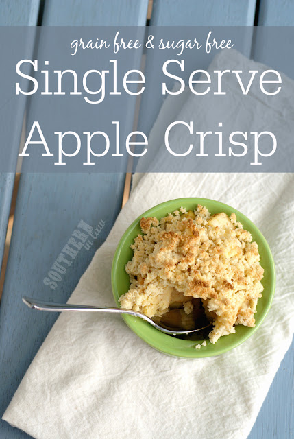 Healthy Single Serve Apple Crisp Recipe - single serving apple crumble, low fat, gluten free, clean eating, sugar free, grain free, paleo, healthy, vegan