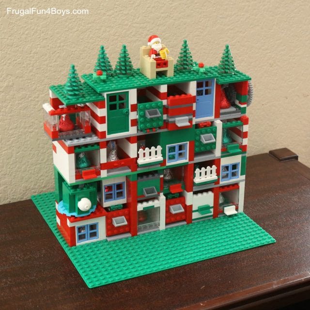 Create this LEGO Christmas countdown with places hold a small candy or note