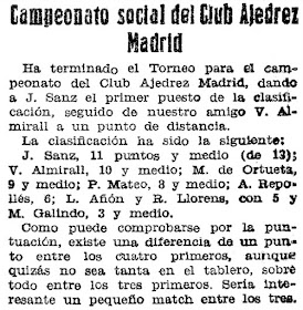 II Social del Club Ajedrez Madrid 1931, recorte de prensa