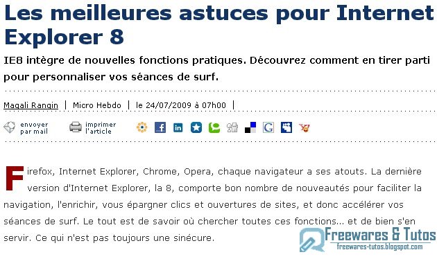 Le site du jour : Les meilleures astuces pour Internet Explorer 8