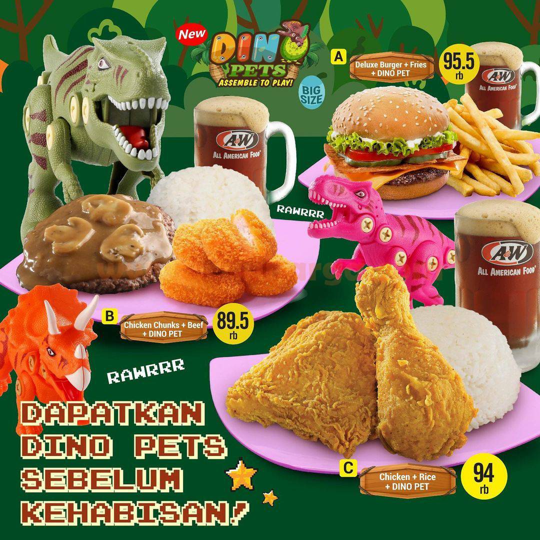 AW DINOPET Paket Mainan BARU dari A&W Restaurant