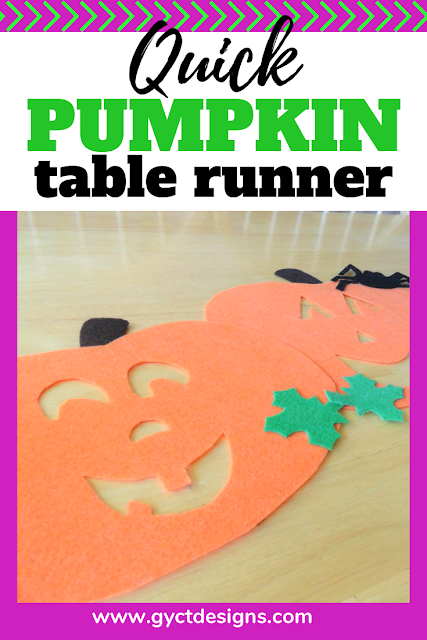 Create this fun fall pumpkin table runner pattern with a little felt and the free PDF or SVG pattern.