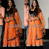 Orange Black Long Length Salwar