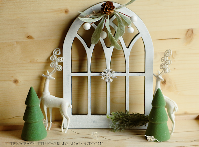 Faux arched window frame winter design