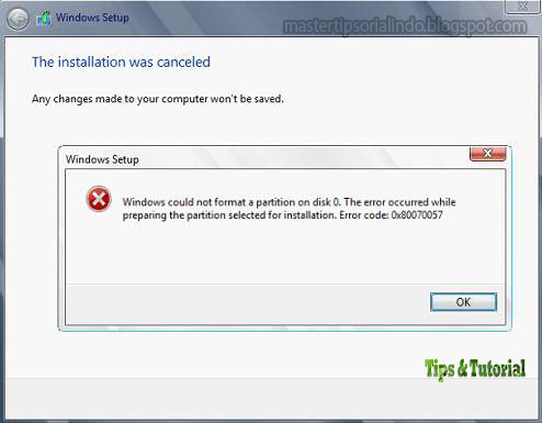 Cara Mengatasi Failed To Format The Selected Partition Error 0x80070057