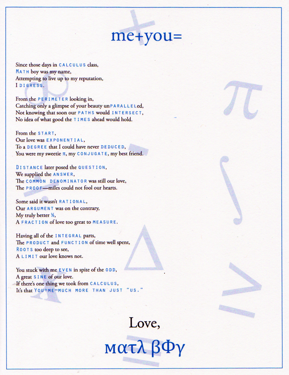 Cute mathematical love letter Images