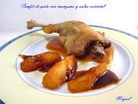 Confit de pato con manzana y salsa oriental