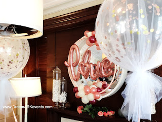  Bridal shower rose-gold confetti balloon ans LOVE script  