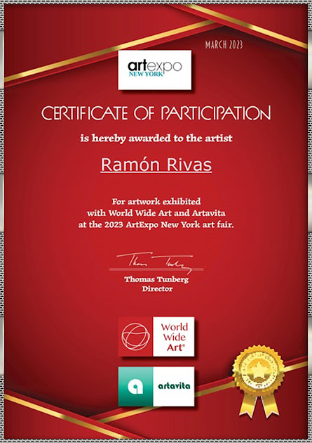 Certificado de Participación de Ramón Rivas en ArtExpo New York 2023