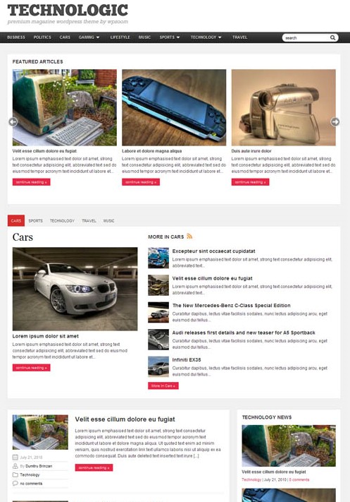 News Magazine Wordpress Theme from wpzoom: Technologic Theme Download