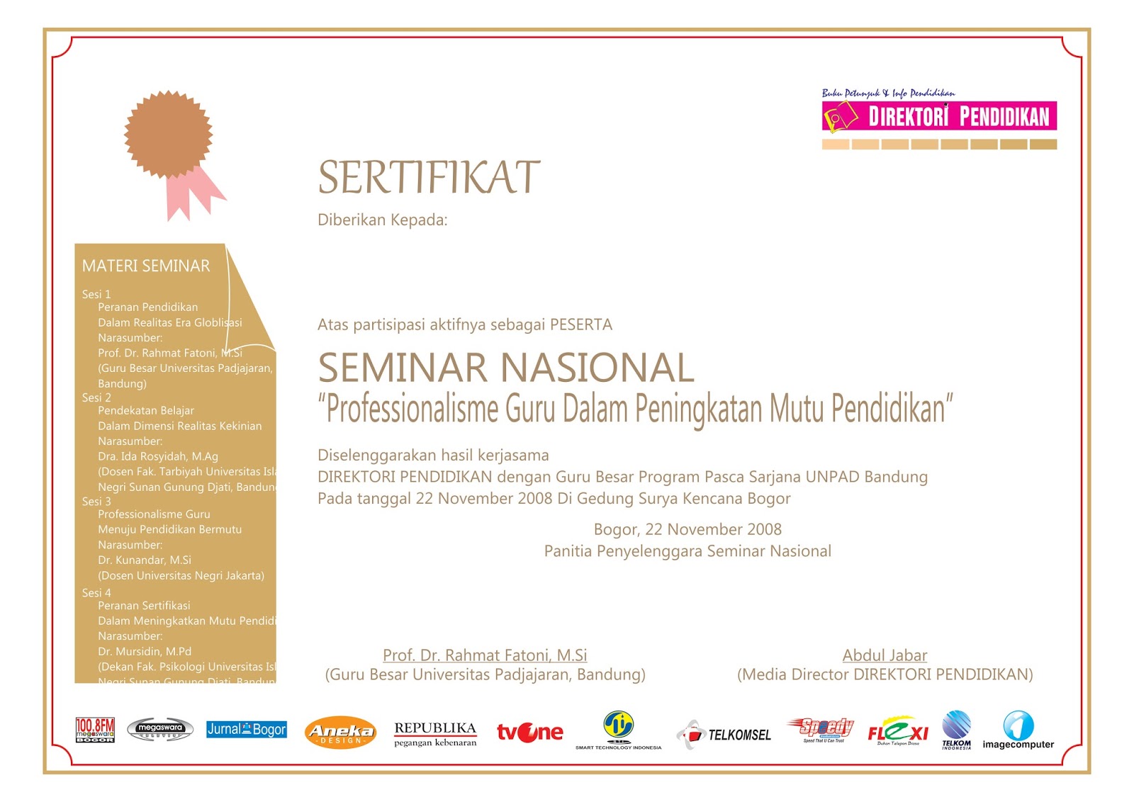 Desain Sertifikat Seminar Nasional - Desain Kampungan