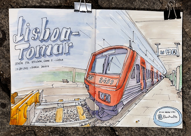 Desenho de Comboio Lisboa-Tomar