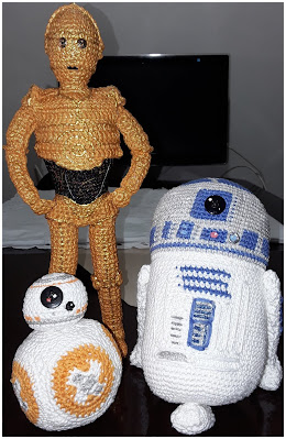 Robôs Star Wars Amigurumi Crochê C3PO R2D2 BB8