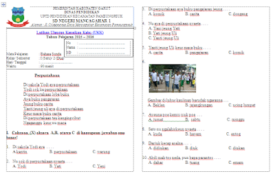 Soal UKK Bahasa Sunda Kelas 1 SD