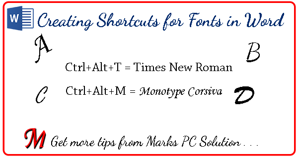 Keyboard Shortcuts for Fonts